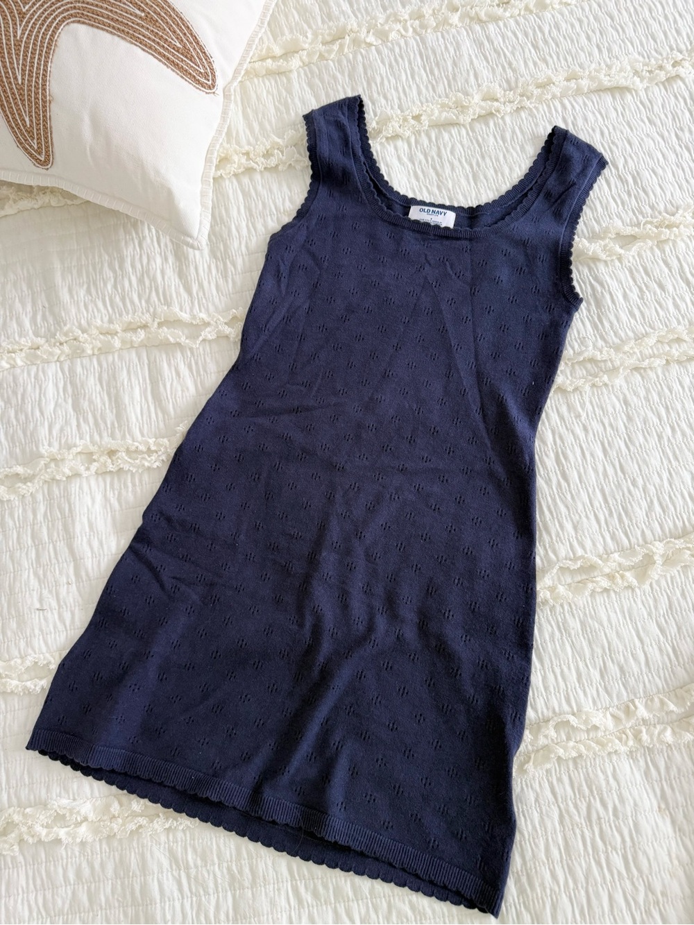 Navy pointelle dress